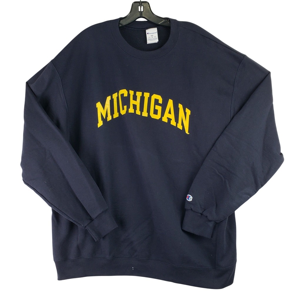 Champion Michigan Sweatshirt Mens 2XL‎ Navy Blue Collegiate Crewneck Retro